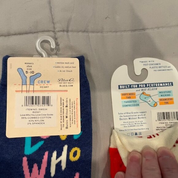 NWT Blue Q Socks Bundle 2 total = Women's Crew Sneaker Fun Socks $30 Great Gifts - Picture 12 of 12